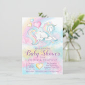 Einladungen für Mädchen Unicorn Kinderdusche (Stehend Vorderseite)