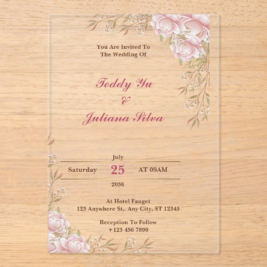 Einladungen für maßgeschneiderte cremefarbene Acry (Vorderseite)