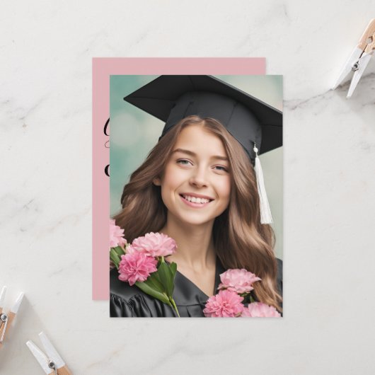 Einladungen für moderne Blume in Rosa (Vorderseite/Rückseite Beispiel)