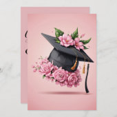 Einladungen für moderne Blume in Rosa (Vorne/Hinten)