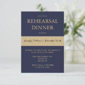 Einladungen für moderne Probe in Navy & Gold (Stehend Vorderseite)