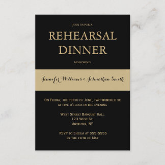 Einladungen für moderne Probe in Schwarz und Gold