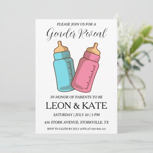 Einladungen für moderne Rosa und Blau (Stehend Vorderseite)