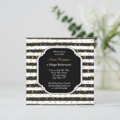 Einladungen für moderne Stripe- und Dots-Pensionie (Stehend Vorderseite)