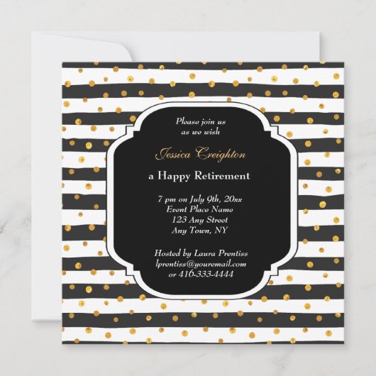 Einladungen für moderne Stripe- und Dots-Pensionie (Vorderseite)