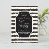 Einladungen für moderne Stripe- und Dots-Pensionie (Stehend Vorderseite)