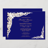 Einladungen für Navy Blue and Gold Bridal (Vorne/Hinten)