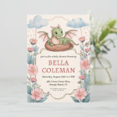 Einladungen für niedliche Drachenbaby-Dusche (Stehend Vorderseite)