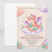 Einladungen für niedliche Drachenbaby-Dusche (Vorne/Hinten)