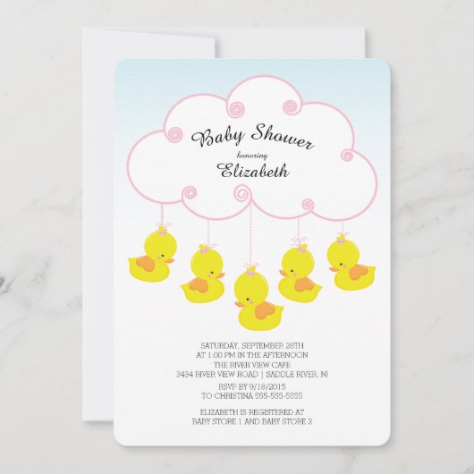 Einladungen für niedliche Ducksäcke aus Kautschuk (Vorderseite)