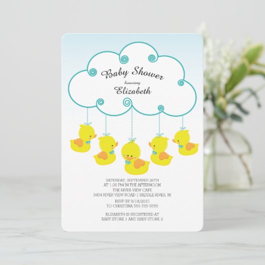 Einladungen für niedliche Ducksäcke aus Kautschuk (Stehend Vorderseite)