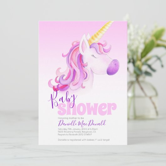 Einladungen für niedliche, rosa Babydusche (Stehend Vorderseite)