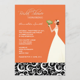 Einladungen für Orange und Black Bridal