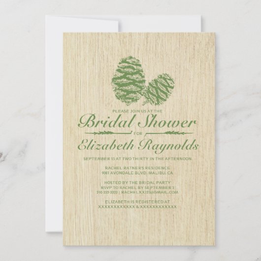 Einladungen für Pine Cone Bridal Dusche (Vorderseite)
