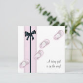 Einladungen für Pink & Black Baby Shoes (Stehend Vorderseite)