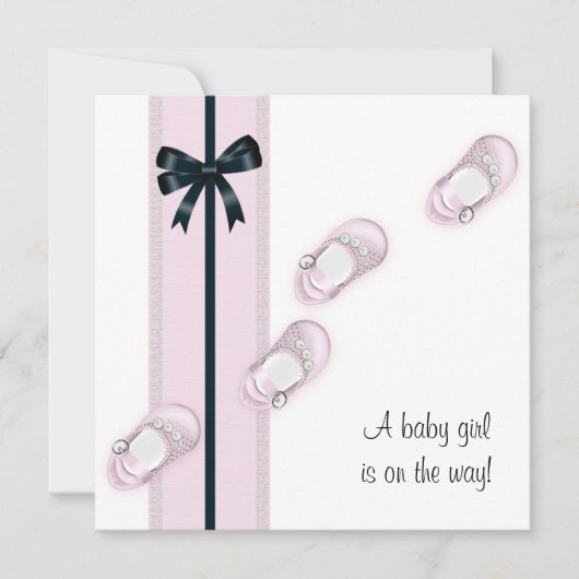 Einladungen für Pink & Black Baby Shoes (Vorderseite)
