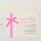 Einladungen für Pink Bow & Lace Bridal (Vorne/Hinten)