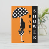 Einladungen für Polka Dot Baby Shower {Orange} (Stehend Vorderseite)