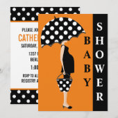 Einladungen für Polka Dot Baby Shower {Orange} (Vorne/Hinten)