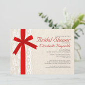 Einladungen für Red Bow & Lace Bridal (Stehend Vorderseite)