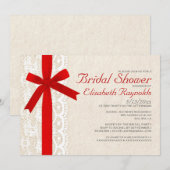 Einladungen für Red Bow & Lace Bridal (Vorne/Hinten)