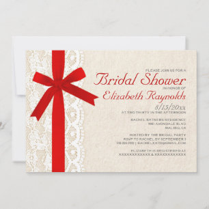 Einladungen für Red Bow & Lace Bridal