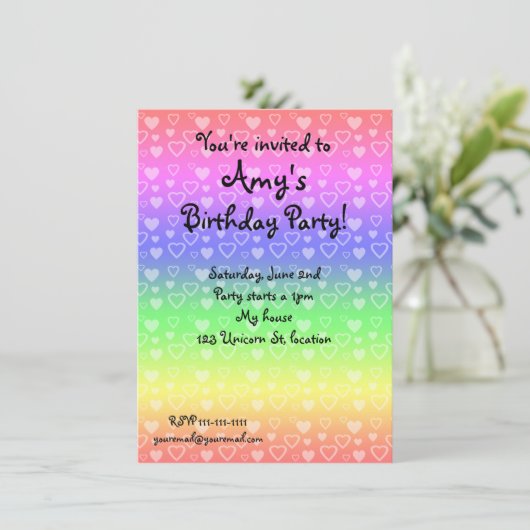 Einladungen für Regenbogen (Stehend Vorderseite)