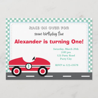 Einladungen für Rennwagen (Boys Ride on Aquamarin