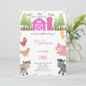 Einladungen für rosa Landtiere (Stehend Vorderseite)