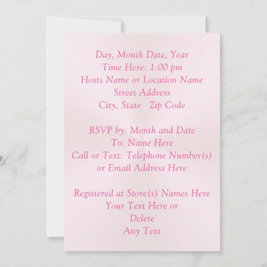 Einladungen für Rosa- und Gold-Baby-Dusche, person (Rückseite)