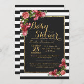 Einladungen für Rose Streifen und Gold-Baby-Dusche (Vorne/Hinten)