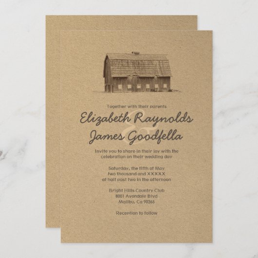 Einladungen für rustikale Hochzeiten (Vorne/Hinten)