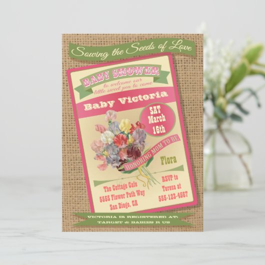 Einladungen für Saatgut Packet Babydusche (Stehend Vorderseite)