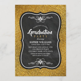 Einladungen für Schwarz-Gold-Graduierung Glitzer