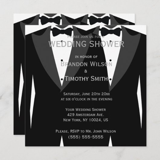 Einladungen für Schwarz-Weiß-Gay-Polterabend (Vorne/Hinten)