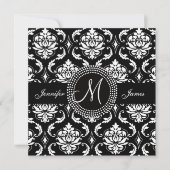 Einladungen für Schwarz-weiße Damaskus-Hochzeiten (Vorderseite)