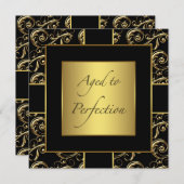 Einladungen für Schwarze und Gold Geburtstagsparty (Vorne/Hinten)