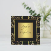 Einladungen für Schwarze und Gold Geburtstagsparty (Stehend Vorderseite)