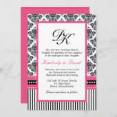 Einladungen für schwarze und rosa Damaskus-Streife (Vorne/Hinten)