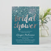 Einladungen für Silber und Aquamarine Glitzer Brid (Stehend Vorderseite)