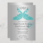 Einladungen für Silberhochzeiten und Aquamarine Pf (Vorne/Hinten)