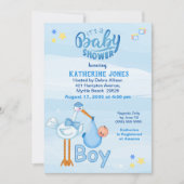 Einladungen für Storch- und Baby Boy Shower (Vorderseite)