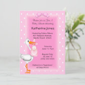 Einladungen für Storch- und Baby-Girl-Dusche (Stehend Vorderseite)