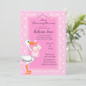 Einladungen für Stork und Twin Girls (Stehend Vorderseite)