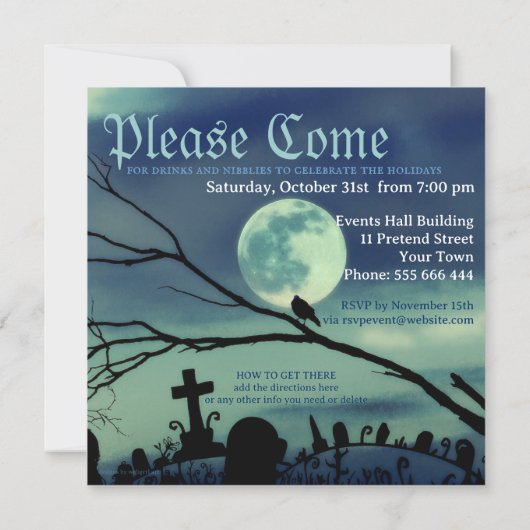 Einladungen für Sweet Darkness Halloween-Party (Rückseite)