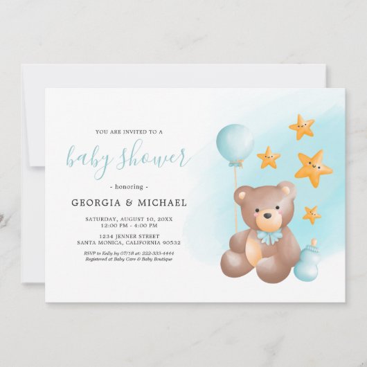 Einladungen für Teddy Bear Baby Shower (Vorderseite)