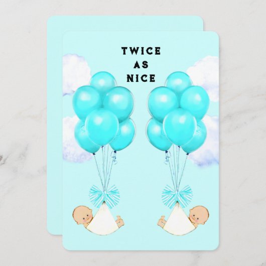 Einladungen für Twin Boys Baby Shower (Vorne/Hinten)