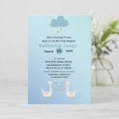 Einladungen für Twin Boys Stork Baby Shower (Stehend Vorderseite)