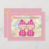 Einladungen für Twin Girls Baby Shower (Vorne/Hinten)