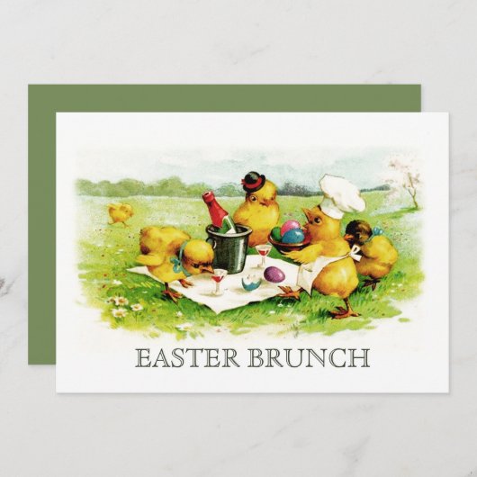 Einladungen für Vintage Chicks nach Maß für Ostern (Vorne/Hinten)